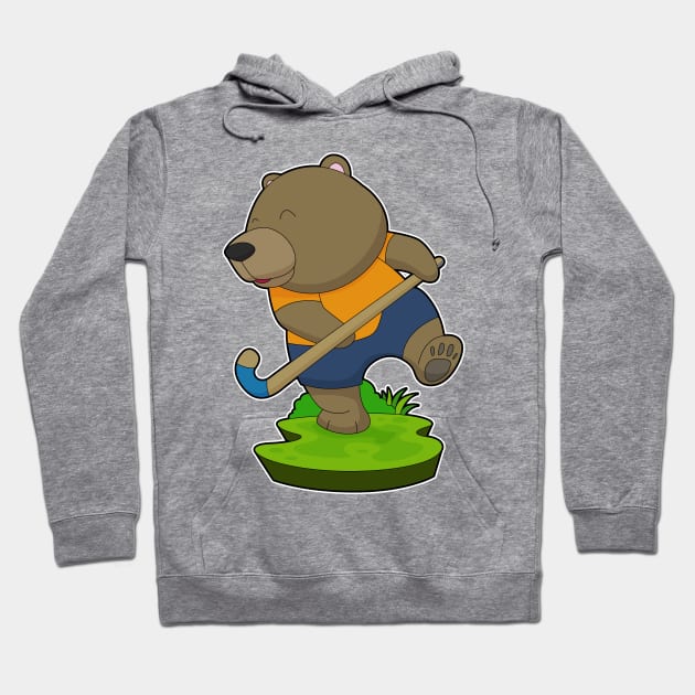 Bear Field hockey Hockey stick Hoodie by Markus Schnabel